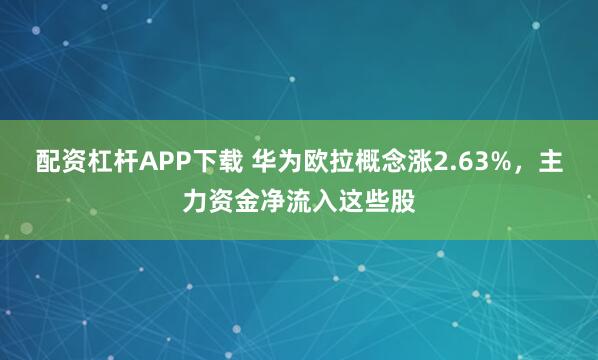 配资杠杆APP下载 华为欧拉概念涨2.63%，主力资金净流入这些股
