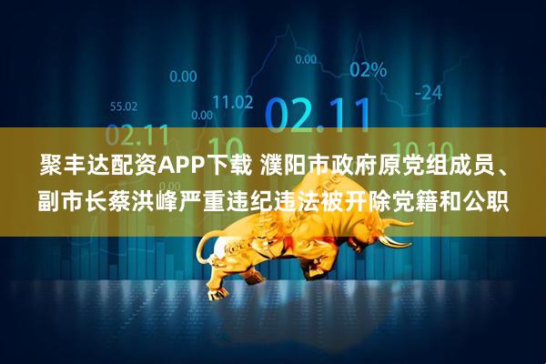 聚丰达配资APP下载 濮阳市政府原党组成员、副市长蔡洪峰严重违纪违法被开除党籍和公职